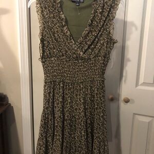 Harper Olive Floral Midi Dress